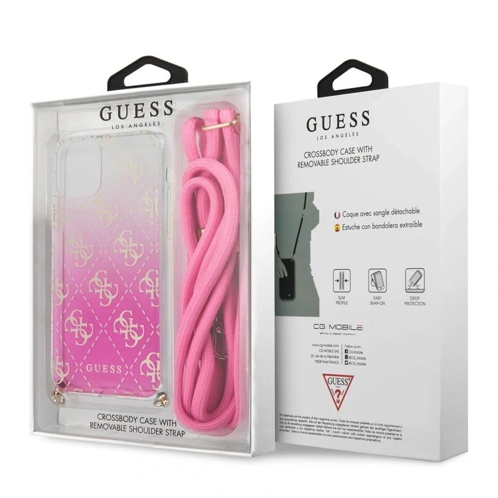 New Guess Gradient Case With Strap for iPhone 11 Max  (rose gold)
